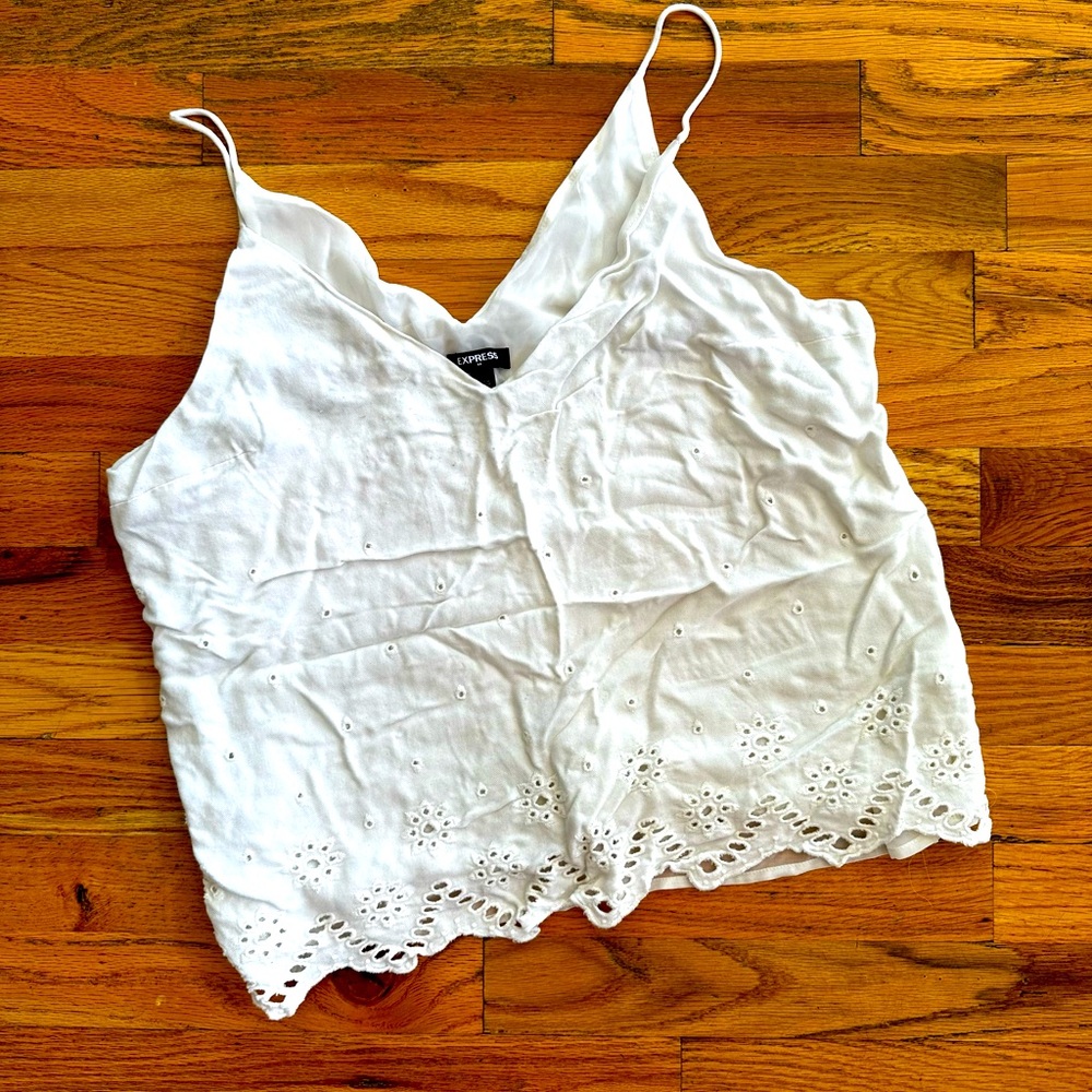 Express crop white tank top